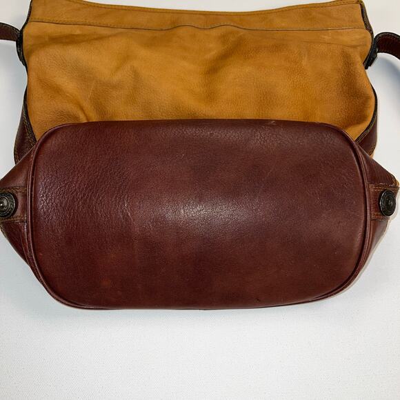 Fossil Camel Brown Nubuck Leather Crossbody Bucket Handbag Purse Clean Interior - Picture 3 of 16